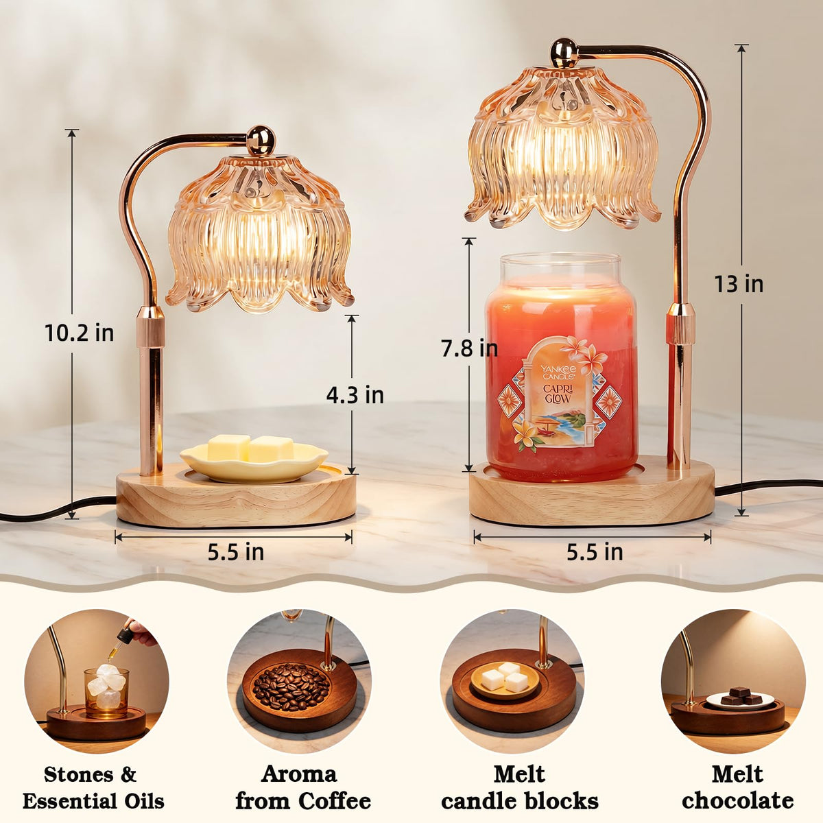 Funistree candle warmer lamp timer feature for customizable fragrance duration