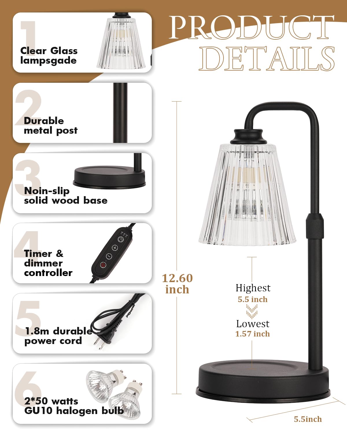 Two 50W bulbs on Funistree warmer ensure quick, even melt and aroma release.