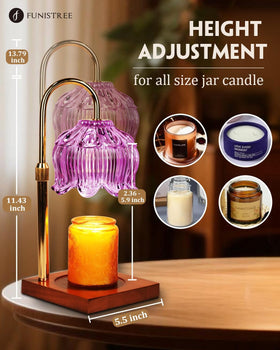 Funistree candle warmer with timer and dimmer highlights customizable ambience.