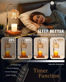 Funistree wax melt on lamp with timer for fragrance control.