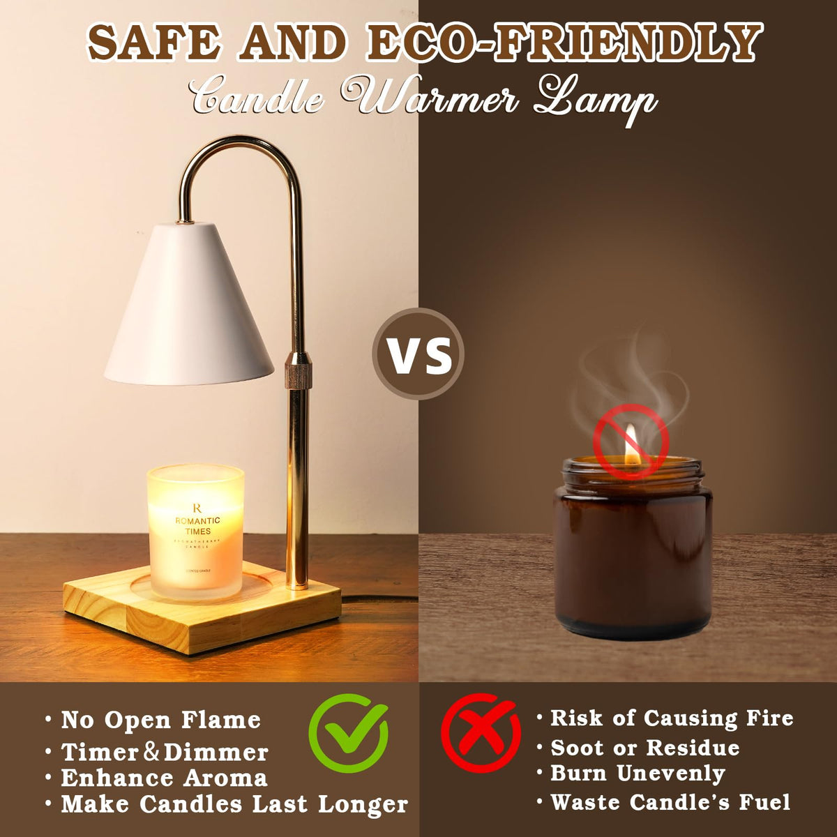 Funistree dimmable candle warming lamp closeup showing heat control