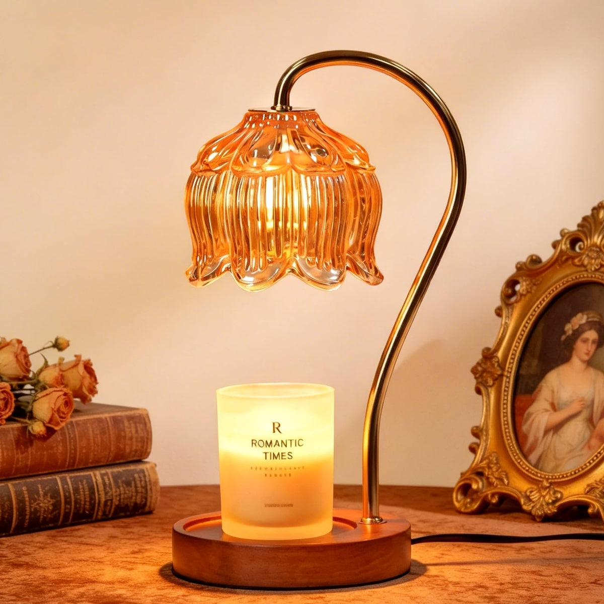 Funistree flower candle warmer lamp with timer for safe ambiance