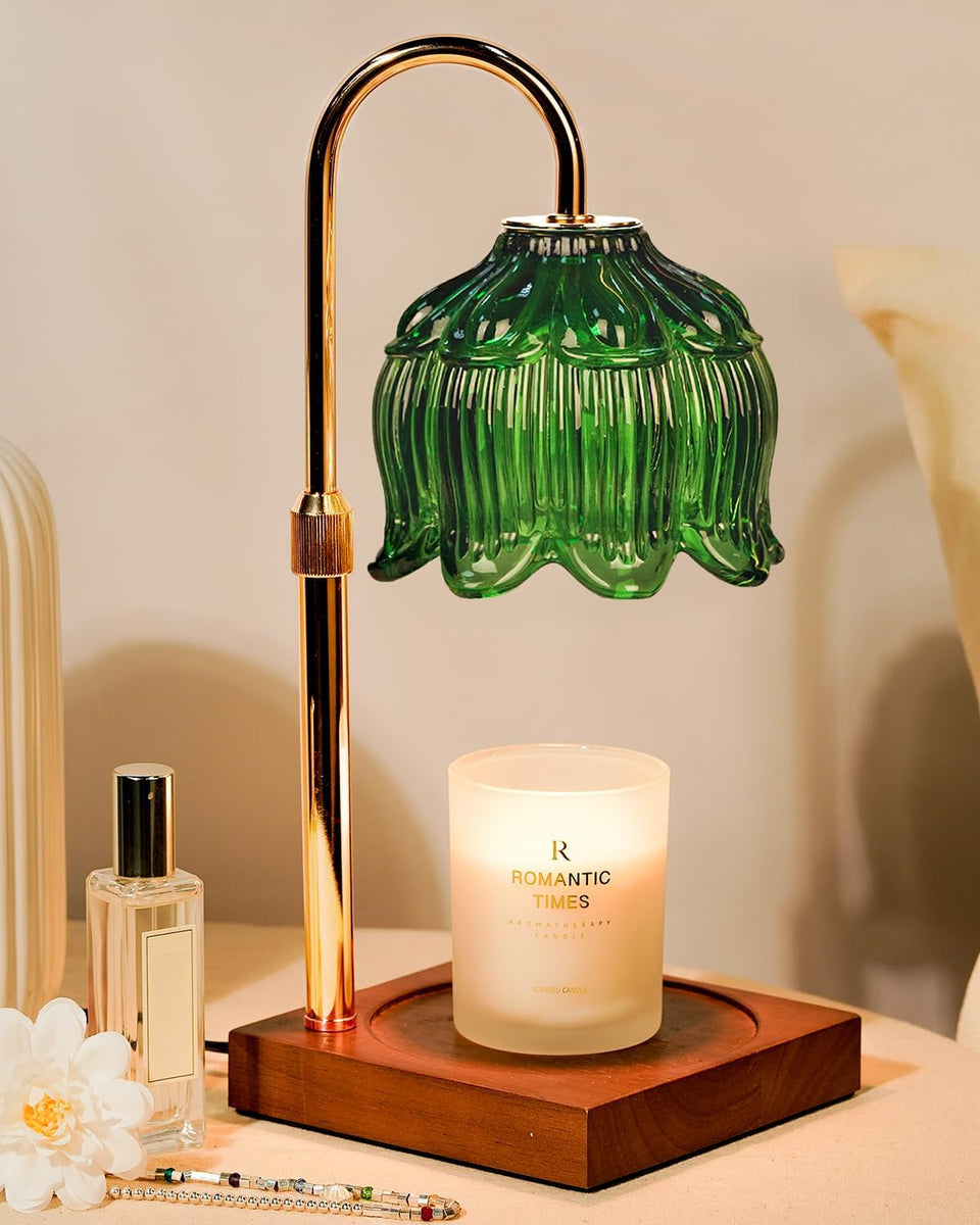 Funistree green candle warmer lamp base providing stability during use