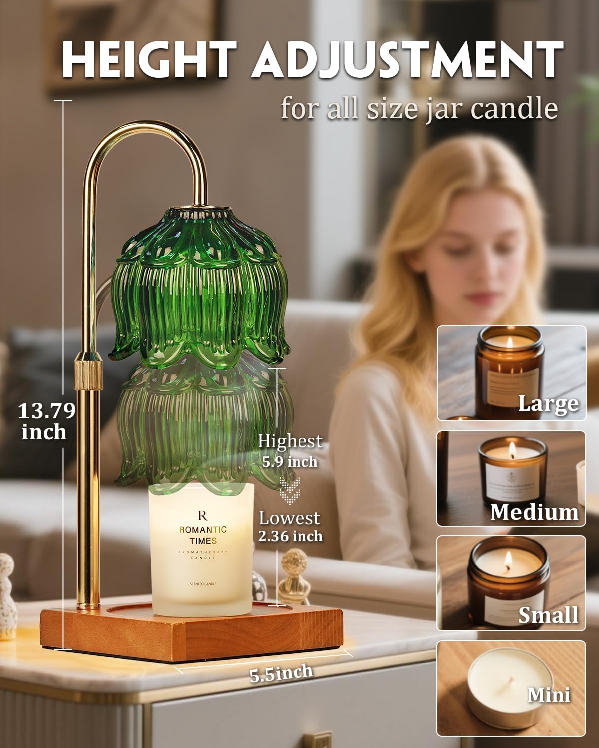 Funistree adjustable-height warmer suitable for all candle sizes