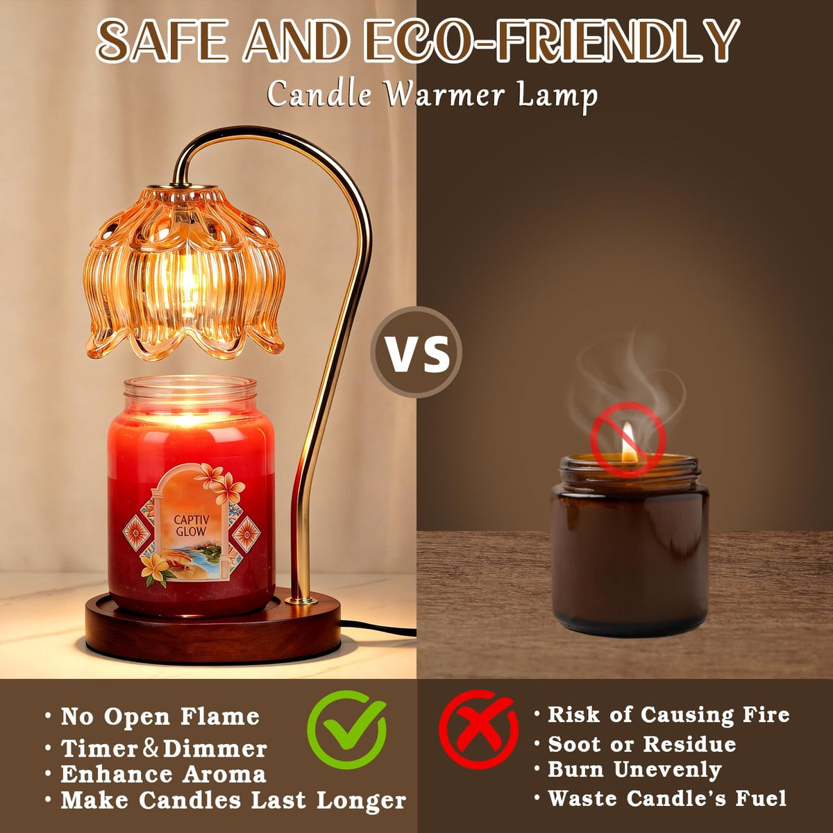 Funistree jar candle warmer for safe, flame-free home ambiance