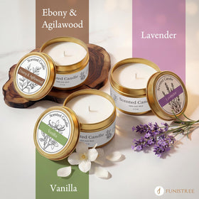 Funistree lavender jar candle ready to melt for a calming aromatherapy moment.