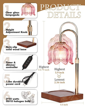 Funistree pink candle warmer lamp height-adjustment enables a perfect fit for any candle.