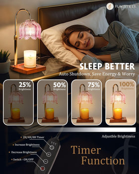 Funistree pink candle warmer lamp timer settings automate safe, convenient wax melting.