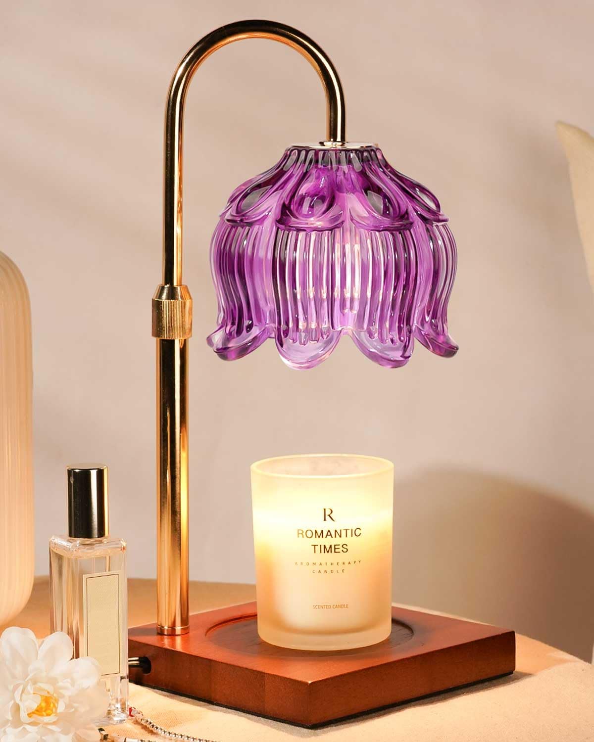 Funistree purple candle warmer base shown for stable, safe melting of wax.