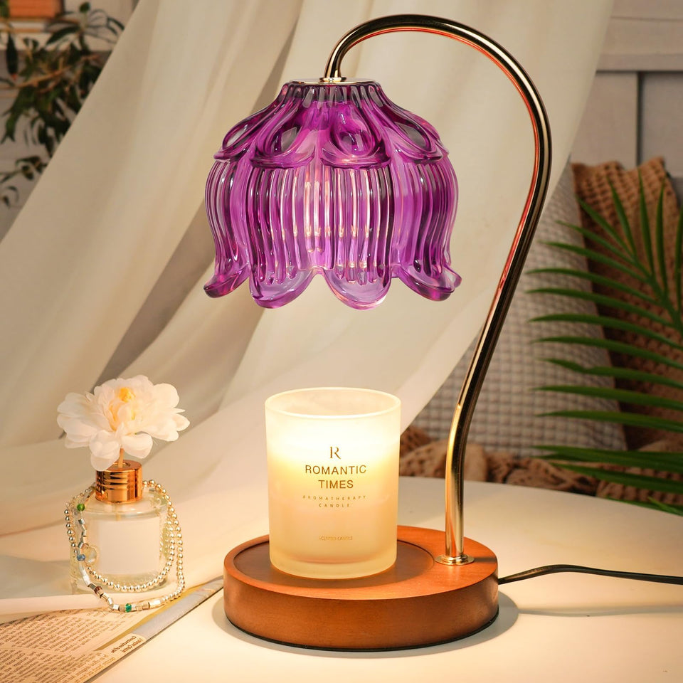Funistree purple candle warmer lamp with timer for flame-free fragrance