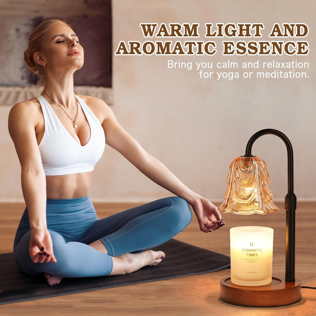 Funistree wood base candle warmer adds warm decor to room