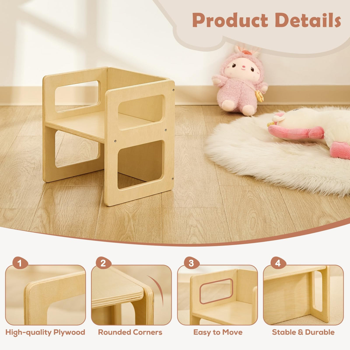FUNLIO chair with smiley hollow design for easy carrying by kids