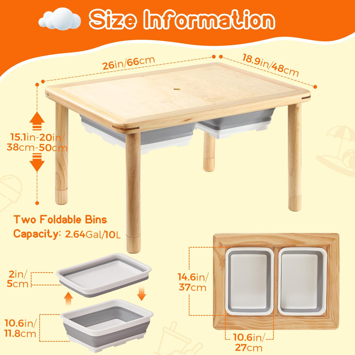 Kids playing with FUNLIO table in sand and water, organized and accessible