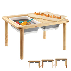 FUNLIO sensory table top view showing warp-resistant plywood for lasting play sessions