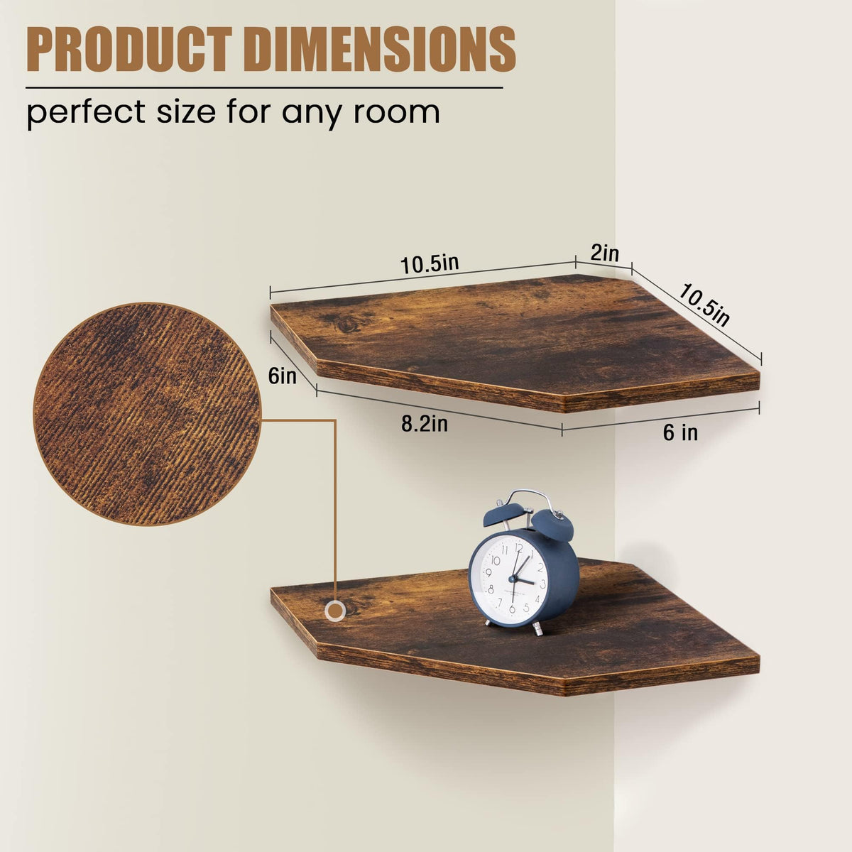 Fun Memories corner shelf wall mount with hidden brackets easy assembly for a clean look
