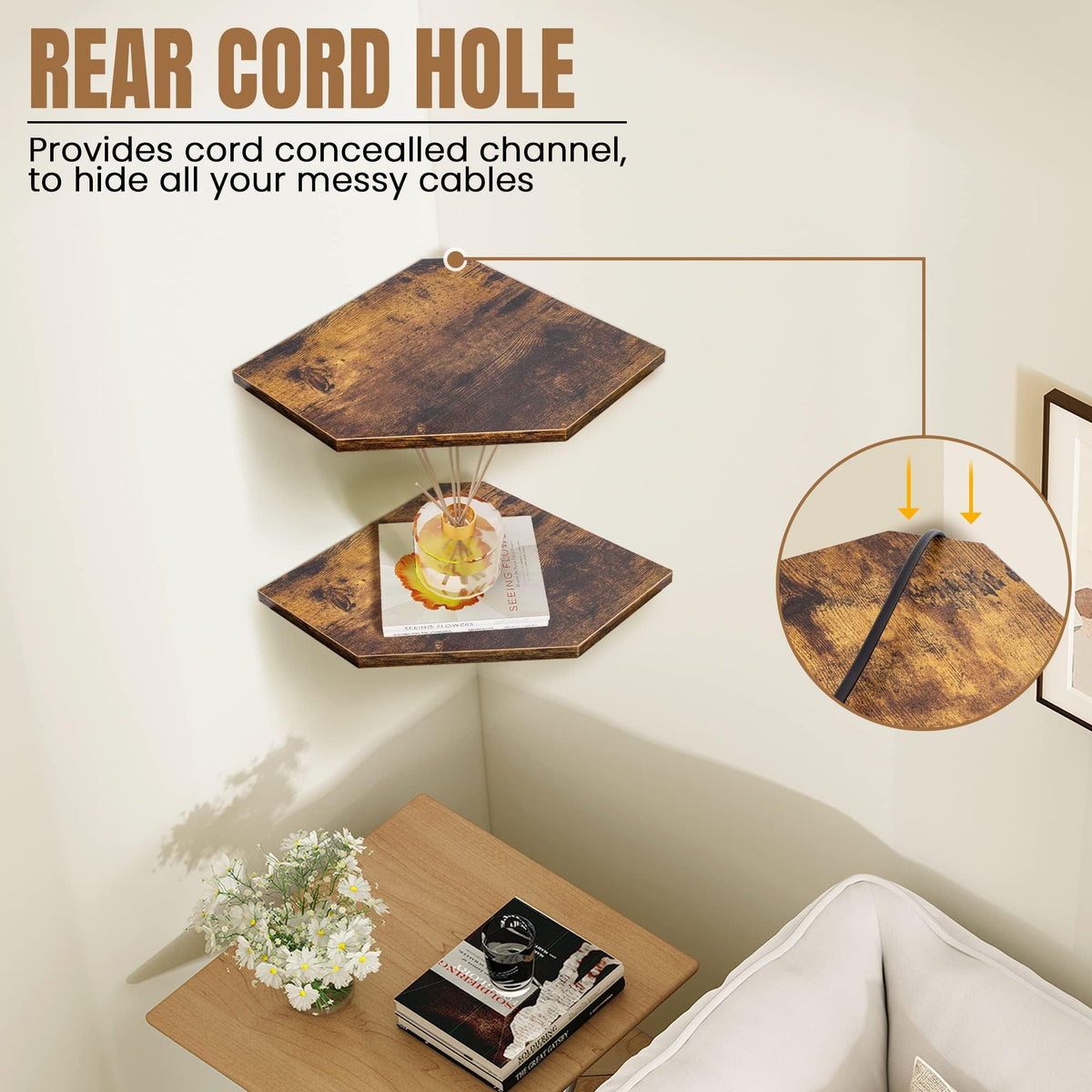 Fun Memories shelf in living room adds character with sturdy, wipe-clean finish