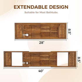 Fun Memories teak bathtub tray adjustable length fits most tubs securely