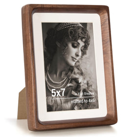Fun Memories walnut frame front view shows rich grain and warm home display