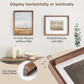Fun Memories walnut frame side angle showing rounded corners and solid construction