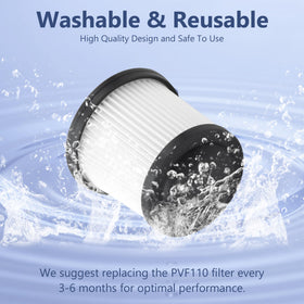 PVF110 in-use image showing compatibility with pivot vacuums.