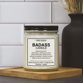 Funny Candles promo celebration bottle shows a motivating fragrance.