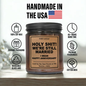 Funny Candles vanilla-sandalwood fragrance image highlights calming scent for romantic evenings.