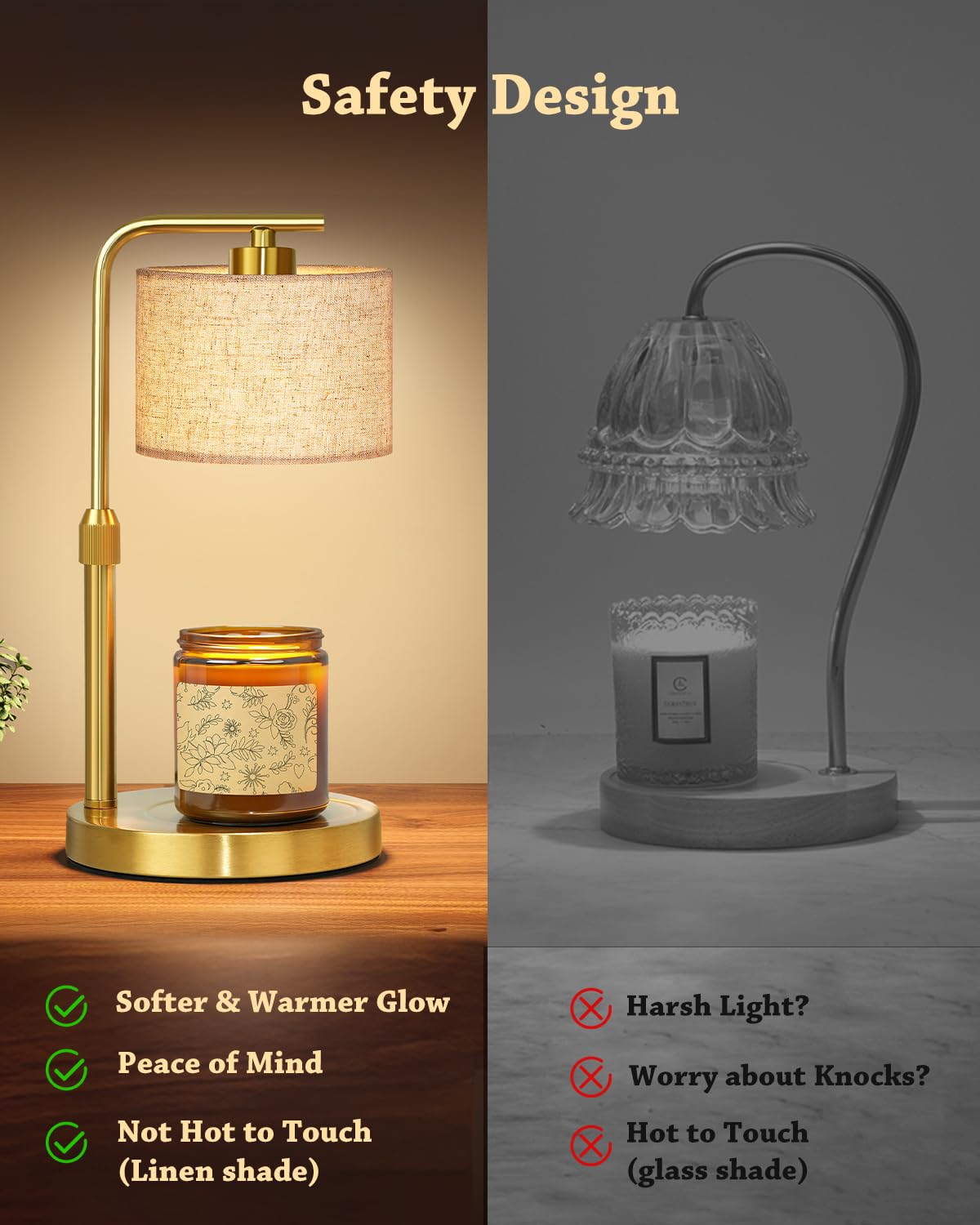 FunnyBEHOM candle warmer lamp four brightness levels from dim to bright