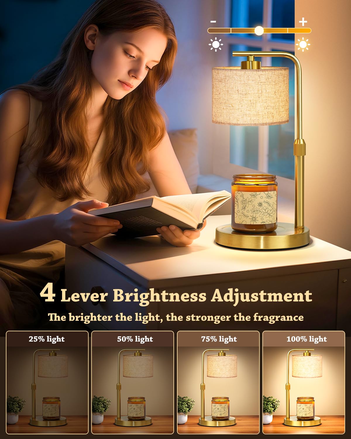 FunnyBEHOM candle warmer lamp with two bulbs for brighter, even melt