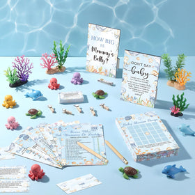 Funnymoom baby shower bingo tiles for lively ocean-themed entertainment