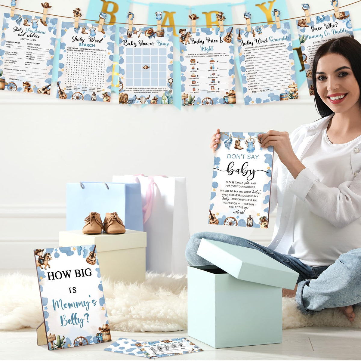 Funnymoom Baby Shower Word Search cards offer light family puzzles.