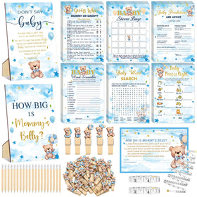 Funnymoom blue bear cards set engages guests at baby showers