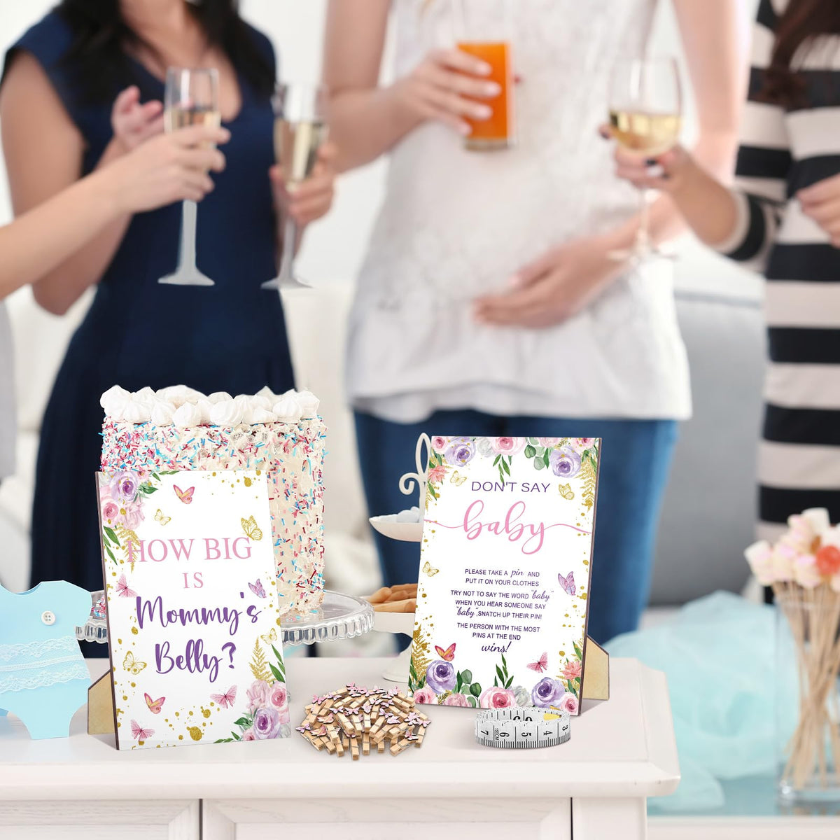 Funnymoom measuring tape roll offers quick belly measurements for entertaining bets.