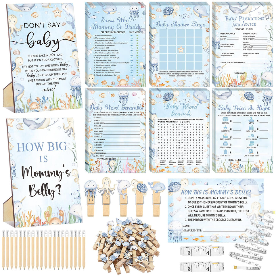Funnymoom sea animal card pack for engaging baby shower games
