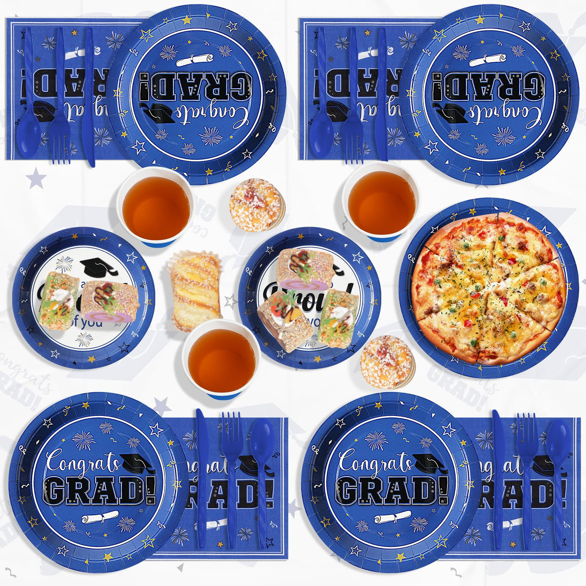 FunnyPars Graduation Decor blue pieces create a ready to use festive centerpiece