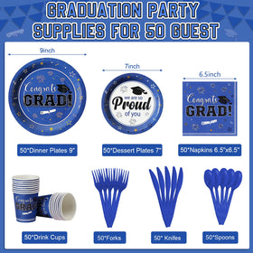 FunnyPars Graduation Napkins 13x13 blue for a polished look and spill absorption at celebrations
