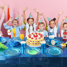 FunnyPars iridescent blue party collection elevates the celebration.