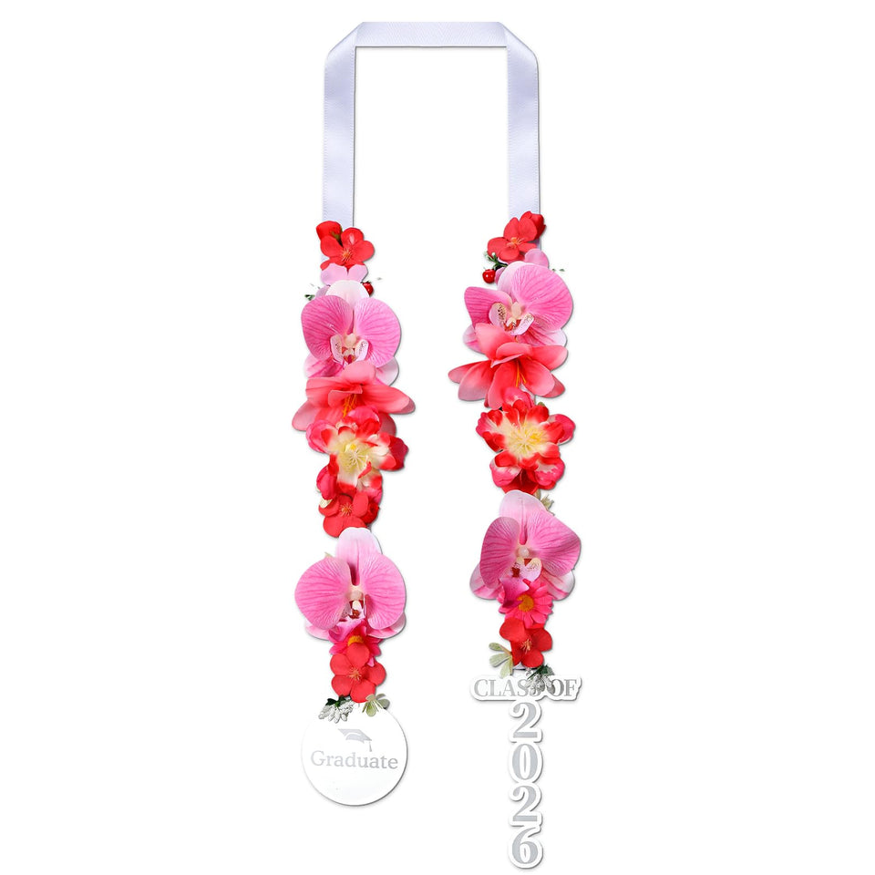 Funnysoft class of 2026 Hawaiian flower lei in pink for festive graduation photos