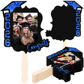 FunooFuno graduation fans set with blue and gold finish for party decor and keepsake photos.
