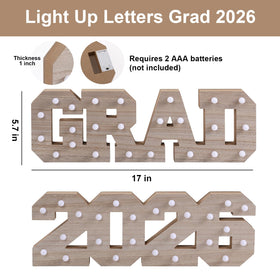 FunouHome wooden-grad-letters-17x5-7in adds a warm ambience to celebrations.