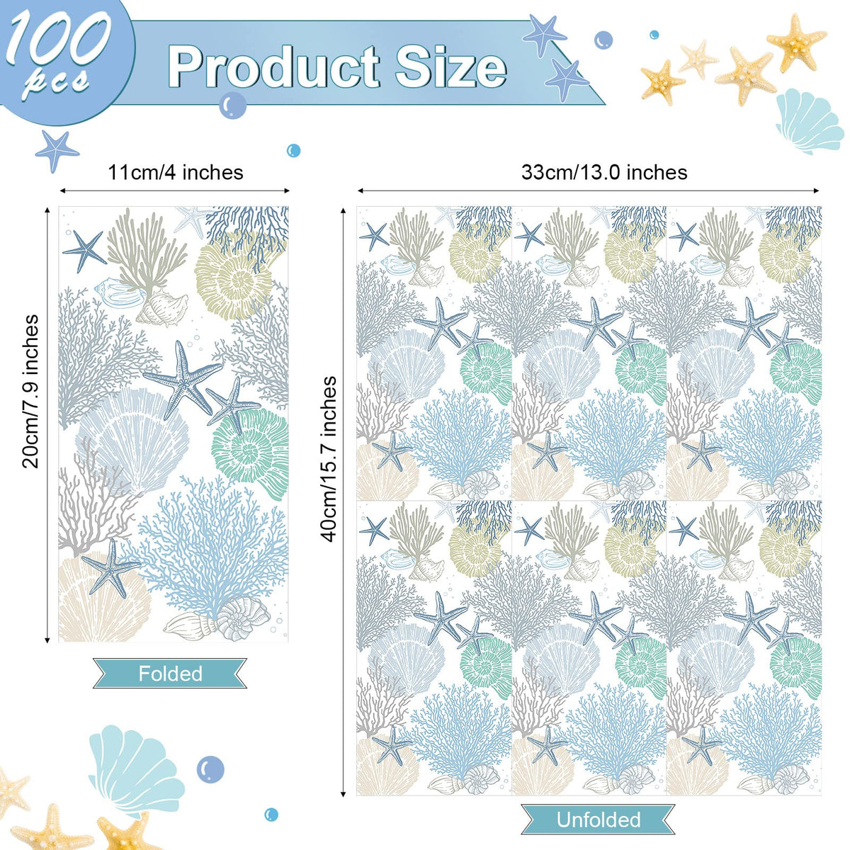Funrous ocean theme dinner napkins highlight elegant nautical flair for summer tables.