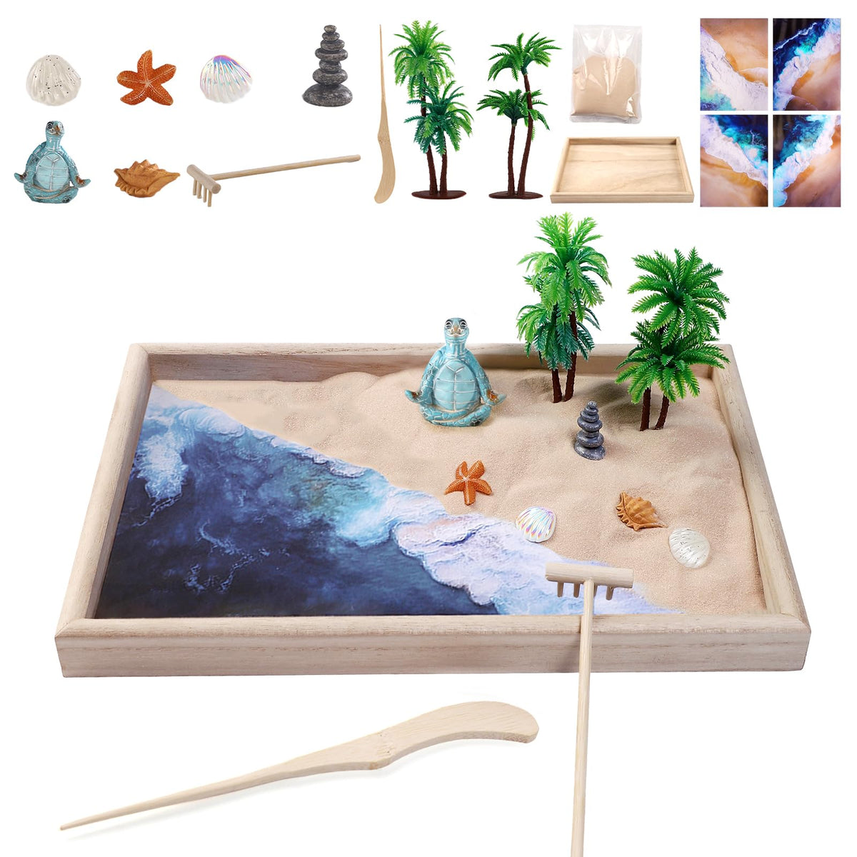 FunSky Beach Mini Zen Garden desktop scene for calming focus at work