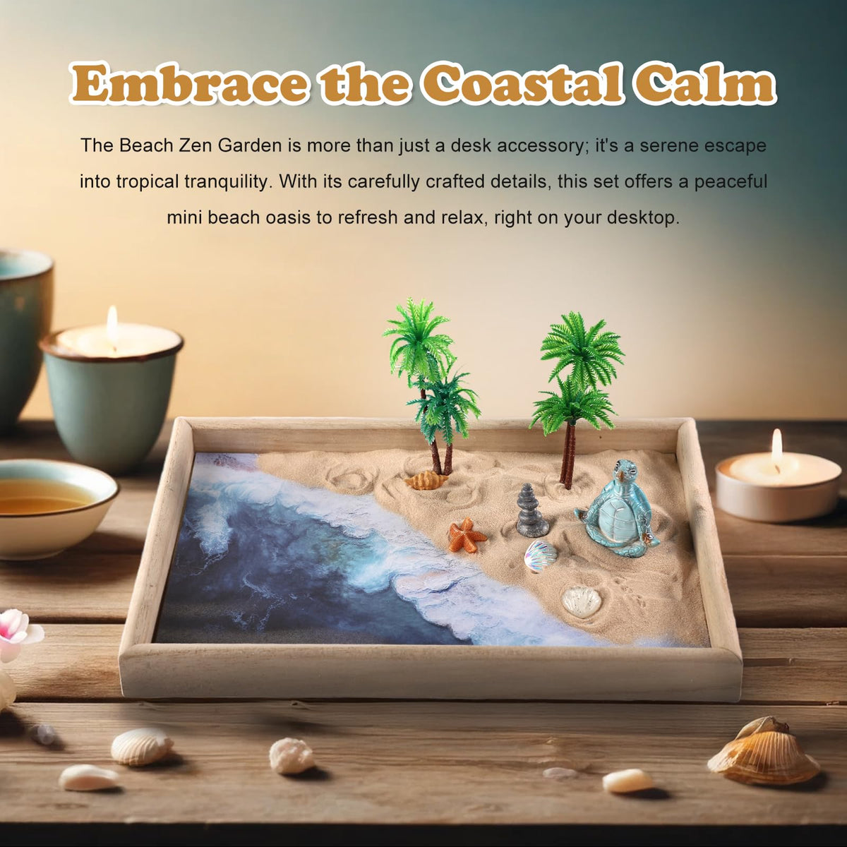 FunSky zen stones and wave scenes promote quiet desk meditation