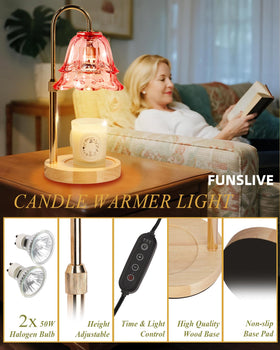 Funslive pink warmer on wooden base for stable placement