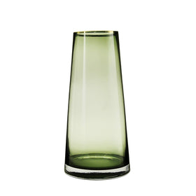 Funsoba 10-inch green glass vase with gold mouth showcased as an elegant centerpiece.