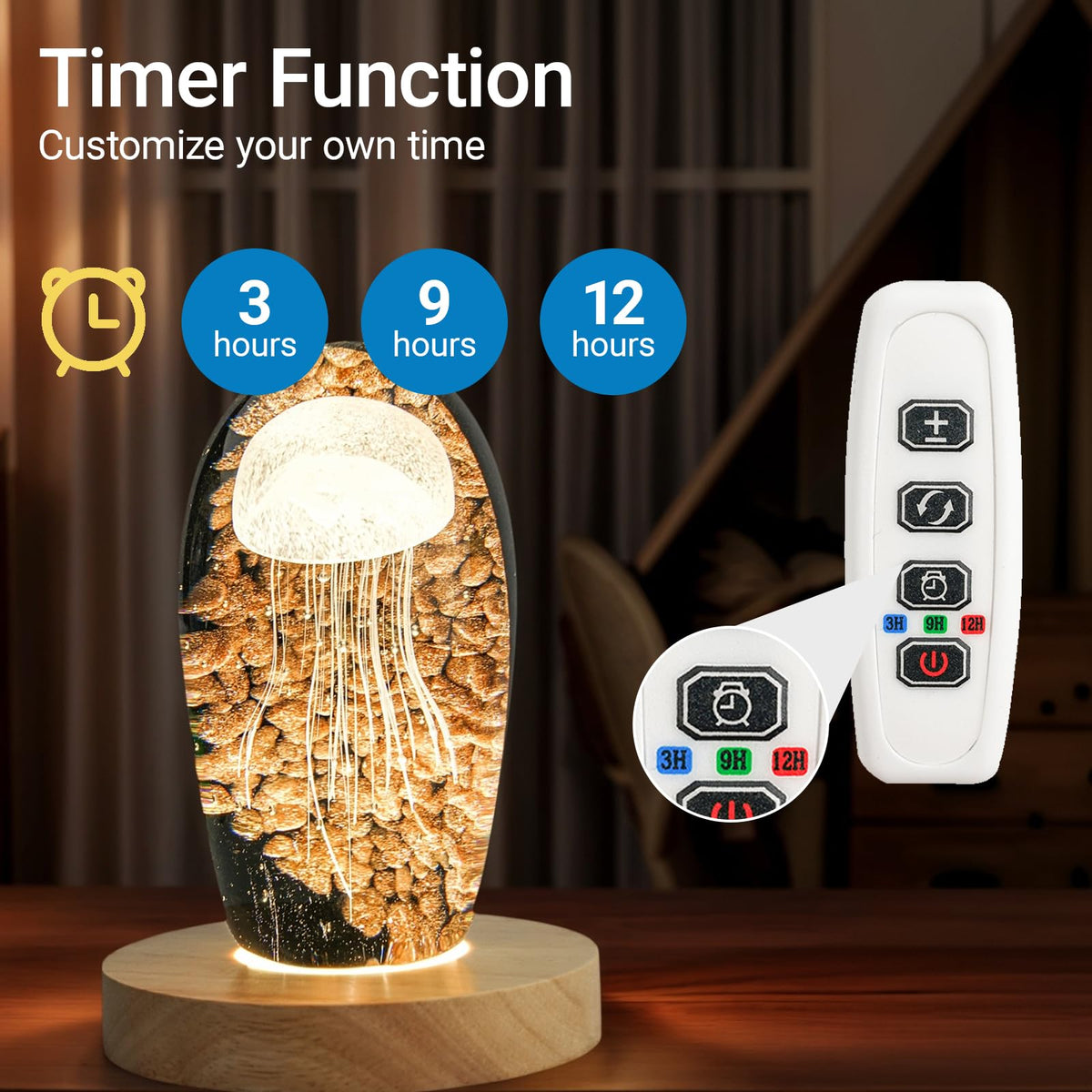 FuoiCorn Wood LED Base offers three lighting modes for crystals.
