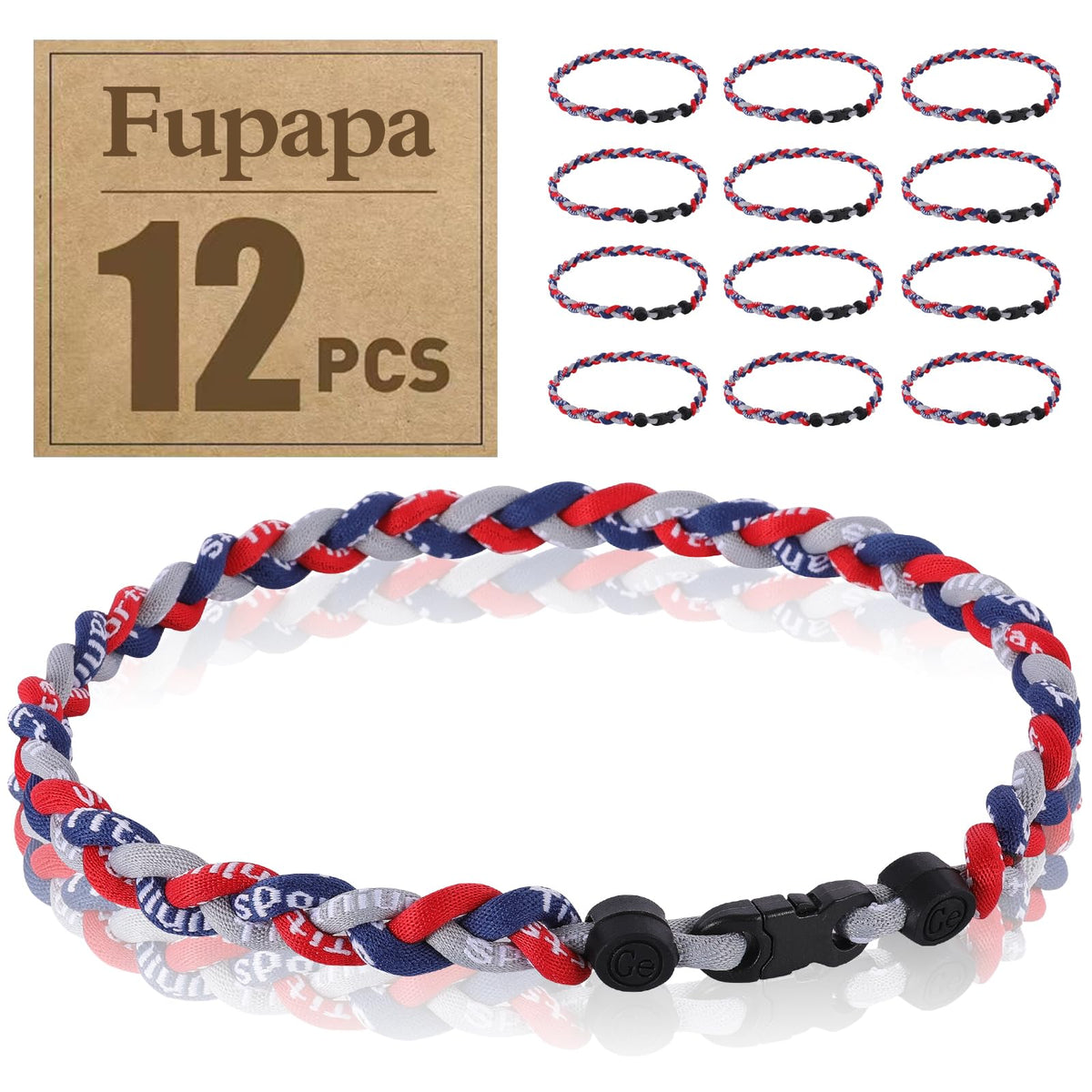 Fupapa 12-pack baseball necklaces with multi-color beads for team gifts.