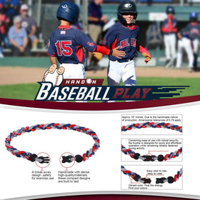 Fupapa baseball necklace flat lay, easy to see color variety.