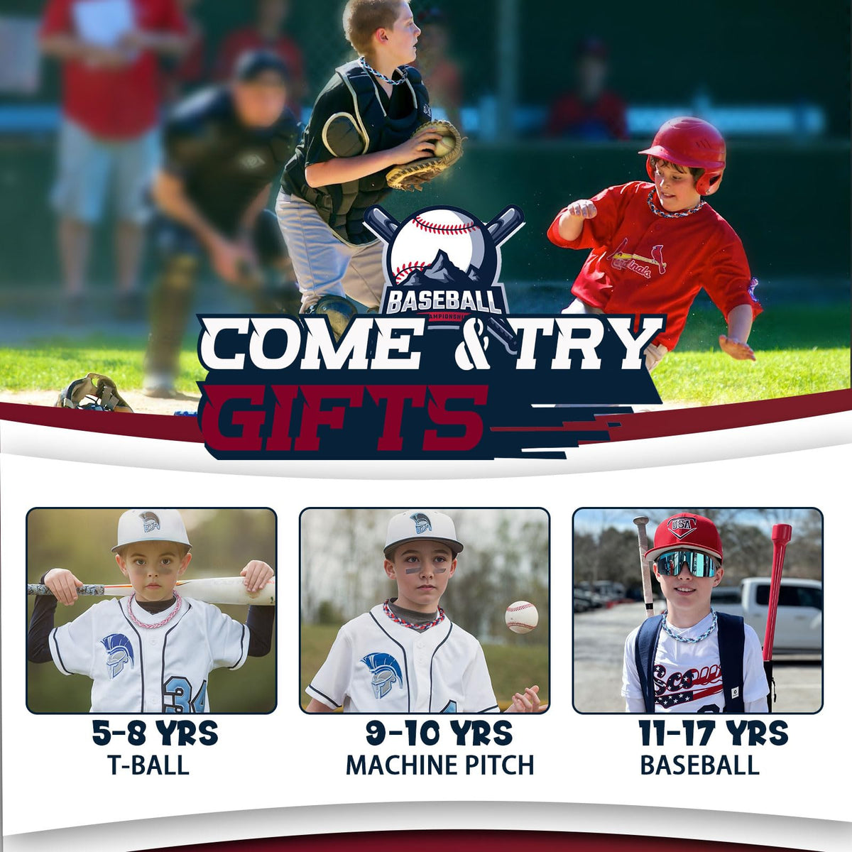 Fupapa baseball necklace gift pack, ready for sports events.