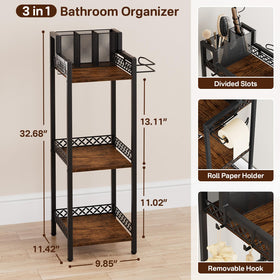 FURFUN corner standing rack doubles as vanity organizer for cosmetics