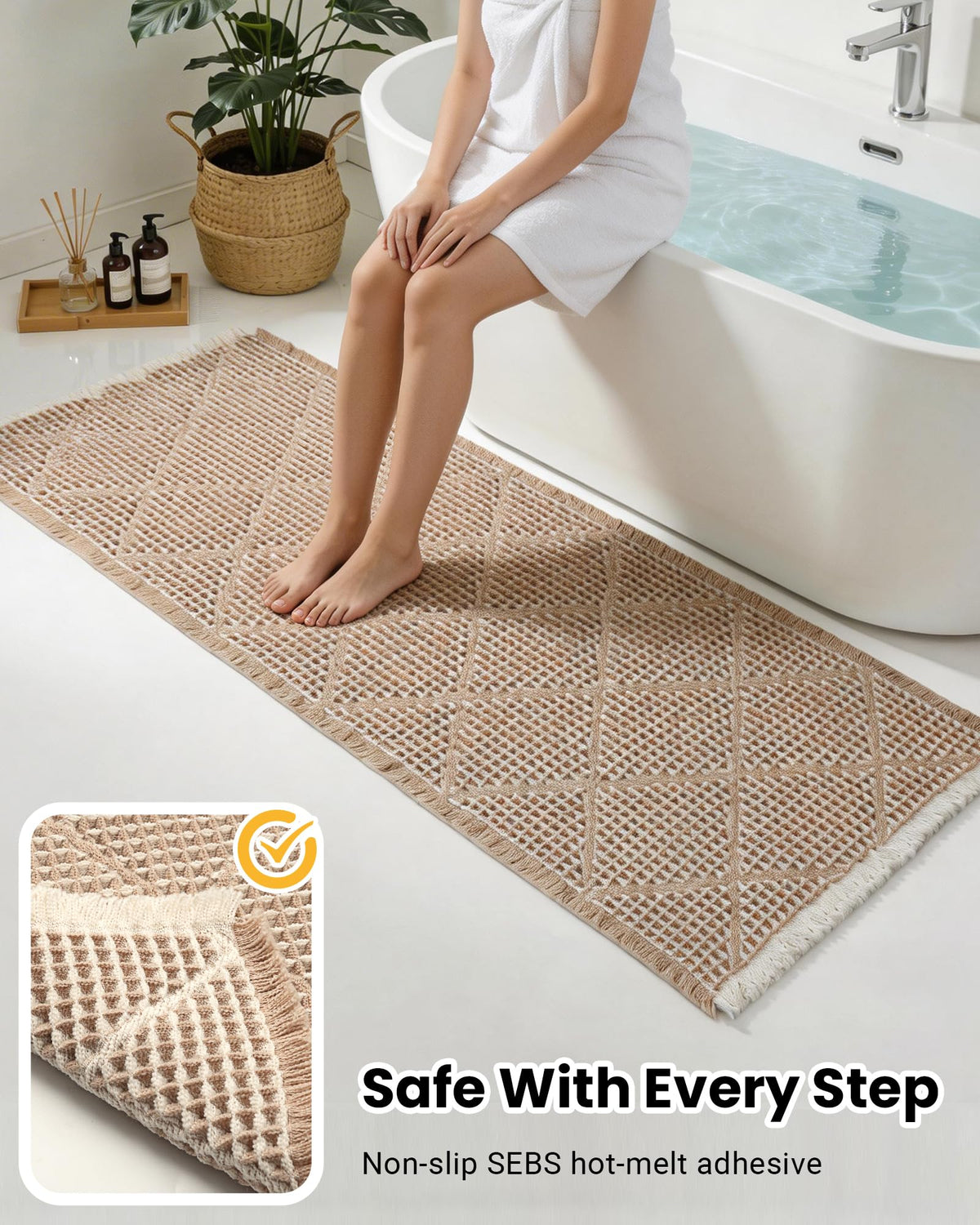 Furicher absorbent microfiber bath rug helps keep floors dry after showers or handwashing